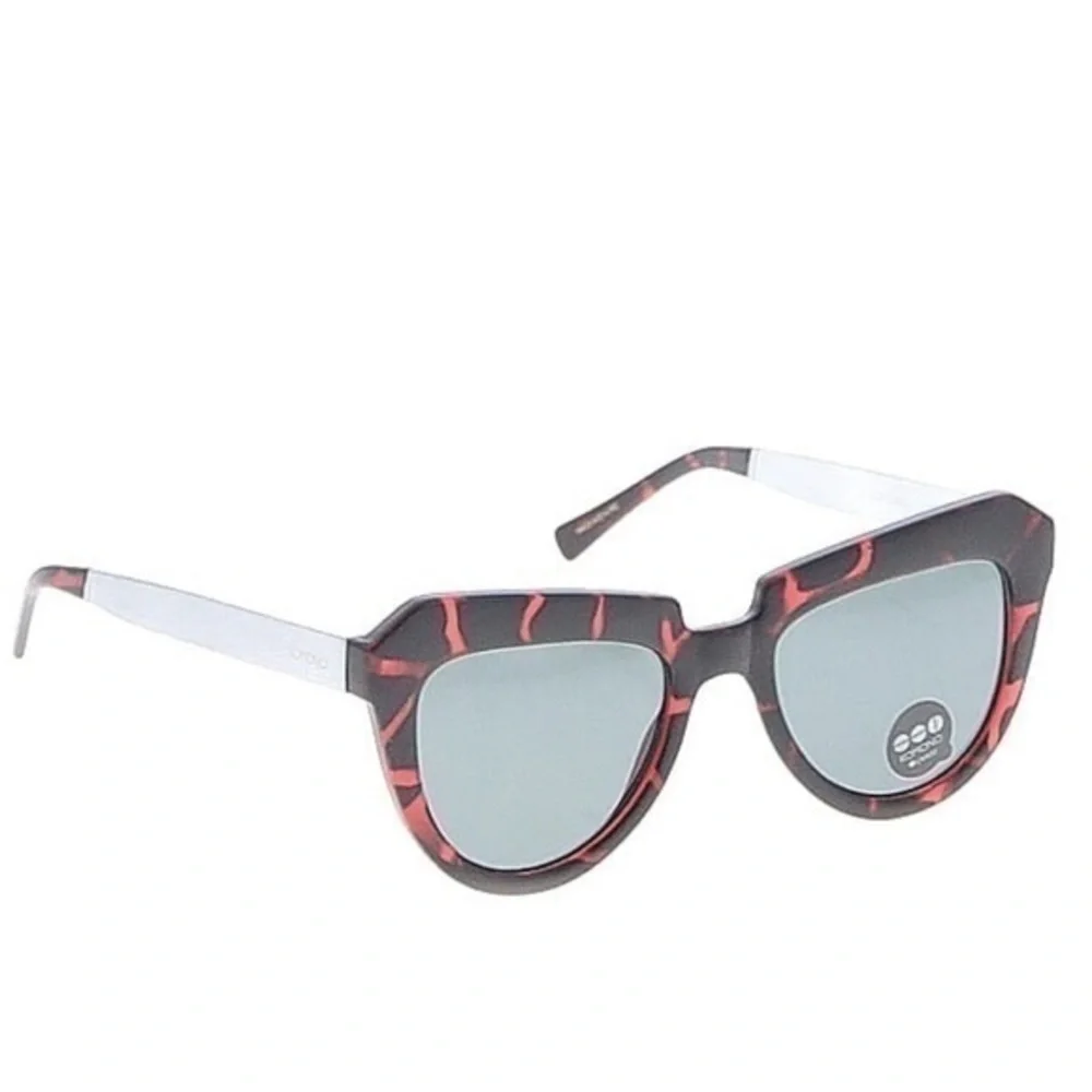 KOMONO Stella Red Tortoise Silver Sunglasses NEW cateye